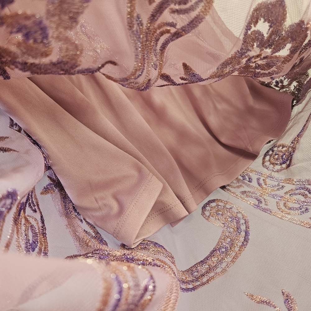 Dusty Rose Embroidered V-Neck Maxi Dress - Picture 6 of 12